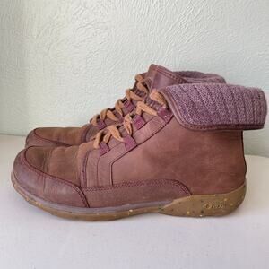 Chaco Barbary Women's Boot Lace Up Foldover Brown Boots Wool Leather Sz 10